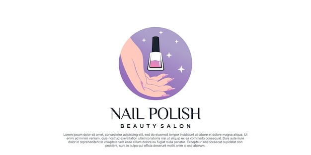 Vector diseño de logotipo de esmalte de uñas para salón de belleza de manicura con concepto creativo vector premium