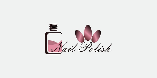 Diseño de logotipo de esmalte de uñas de belleza con concepto moderno