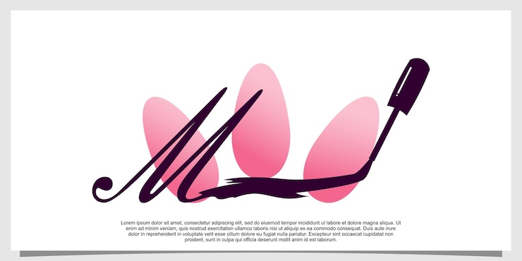 Diseño de logotipo de esmalte de uñas con concepto de letra