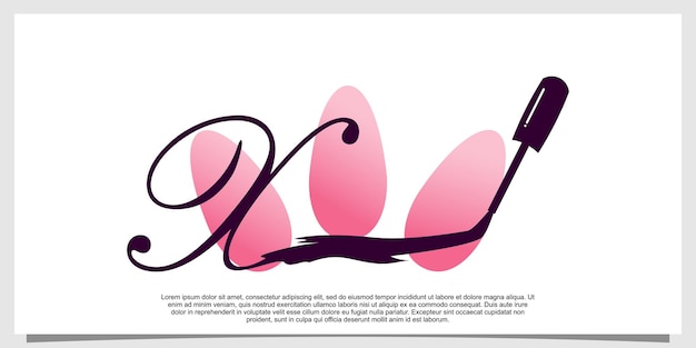 Diseño de logotipo de esmalte de uñas con concepto de letra