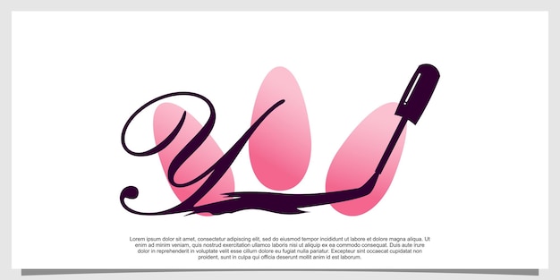 Diseño de logotipo de esmalte de uñas con concepto de letra