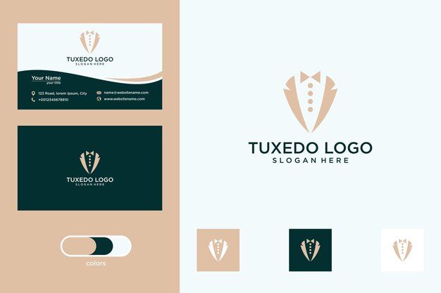 Diseño de logotipo de esmoquin y tarjeta de visita.