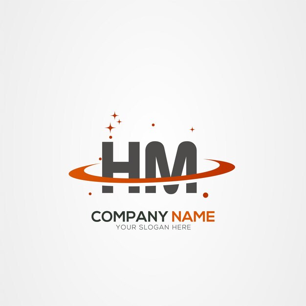 Diseño del logotipo espacial de la carta HM MH Planeta Moderno con elementos vectoriales creativos