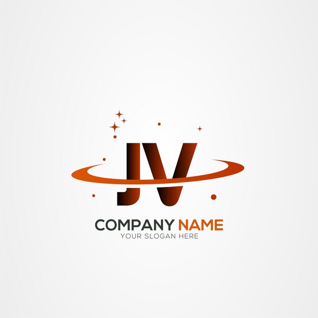 Diseño del logotipo espacial de la carta JV VJ Modern Planet con elementos vectoriales creativos