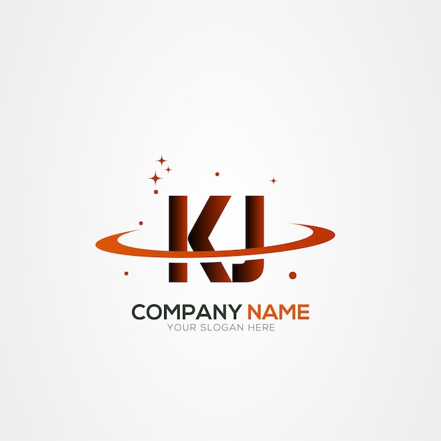 El diseño del logotipo espacial de la carta KJ JK Planeta Moderno con elementos vectoriales creativos