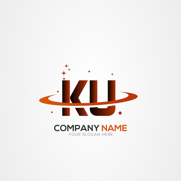 Diseño del logotipo espacial de KU UK Modern Planet con elementos vectoriales creativos