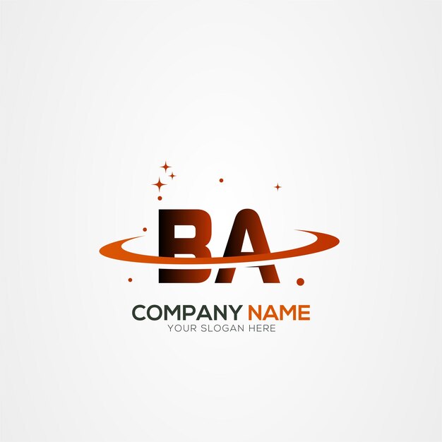 Diseño del logotipo espacial de la letra BA o AB Planeta Moderno con elementos vectoriales creativos