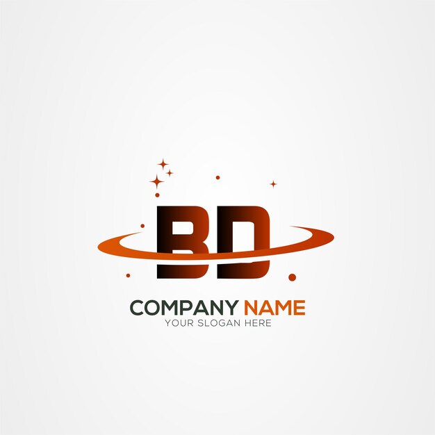 Diseño del logotipo espacial de la letra BD o DB Planeta Moderno con elementos vectoriales creativos