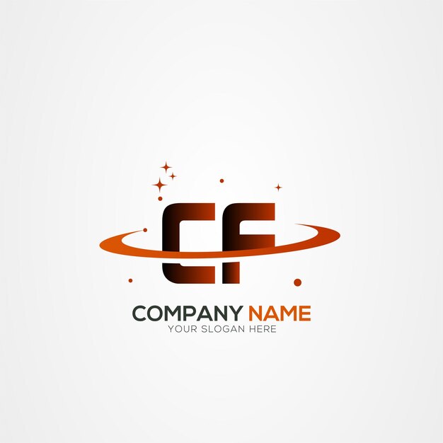 Diseño del logotipo espacial de la letra CF o FC Modern Planet con elementos vectoriales creativos