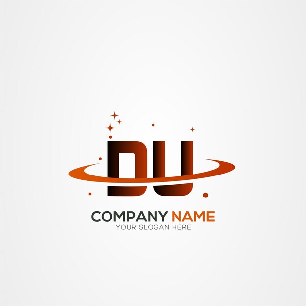 Diseño del logotipo espacial de la letra DU o UD Planeta Moderno con elementos vectoriales creativos