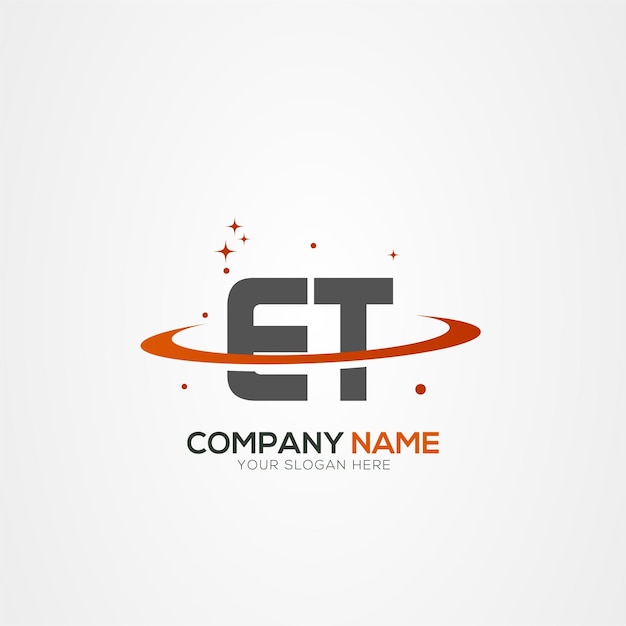 Diseño del logotipo espacial de la letra ET TE Planeta Moderno con elementos vectoriales creativos