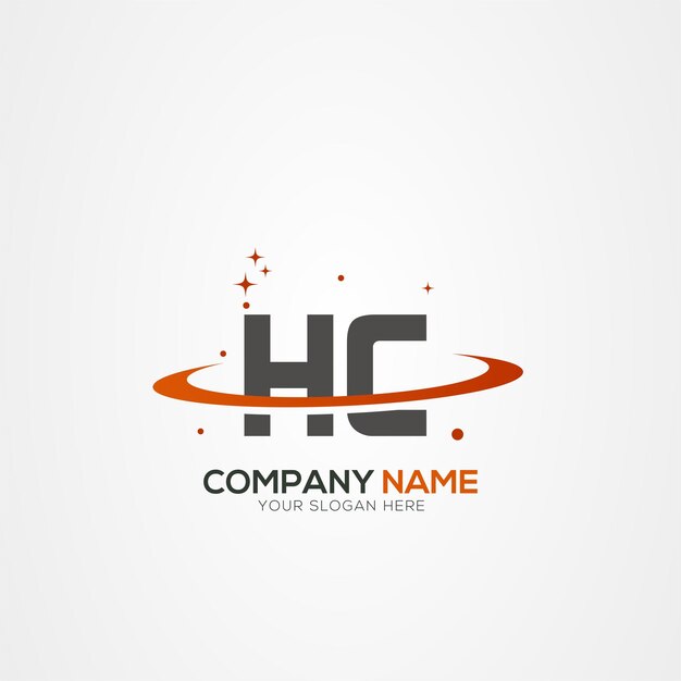 Diseño del logotipo espacial de la letra HC CH Planeta Moderno con elementos vectoriales creativos