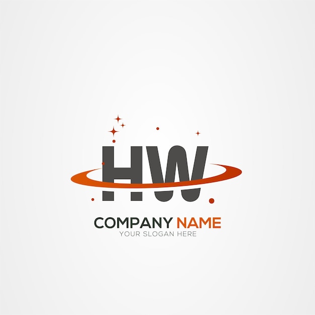 Diseño del logotipo espacial de la letra HW WH Modern Planet con elementos vectoriales creativos