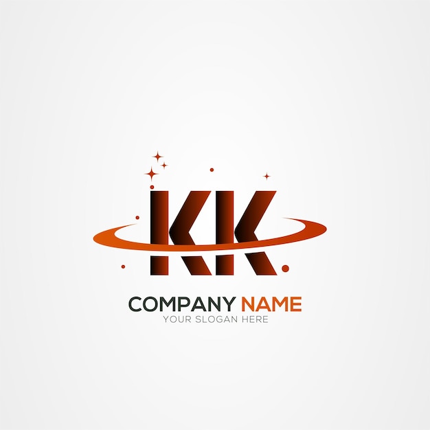 Diseño del logotipo espacial de la letra KK Planeta Moderno con elementos vectoriales creativos