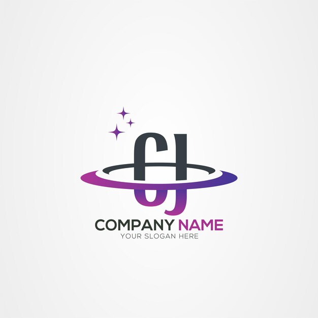 Diseño del logotipo espacial de la letra moderna CJ o JC Planet con elementos vectoriales creativos