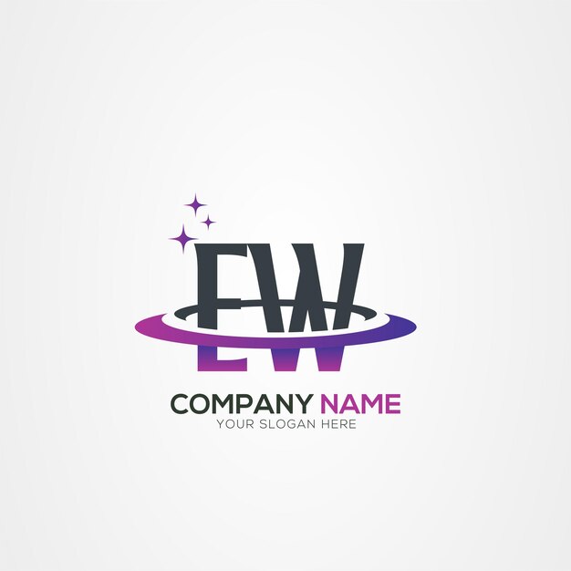 Diseño del logotipo espacial moderno de la letra EW WE Planet con elementos vectoriales creativos