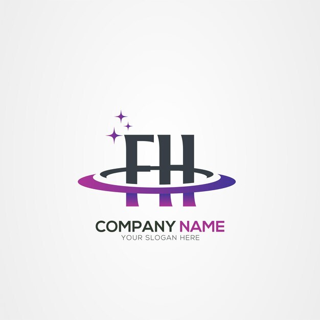 Diseño del logotipo espacial moderno de la letra FH HF Planet con elementos vectoriales creativos