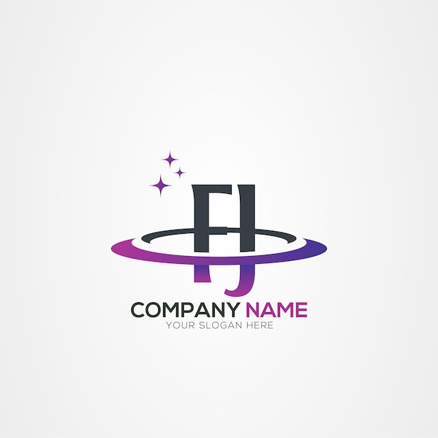 Diseño del logotipo espacial moderno de la letra FJ JF Planet con elementos vectoriales creativos