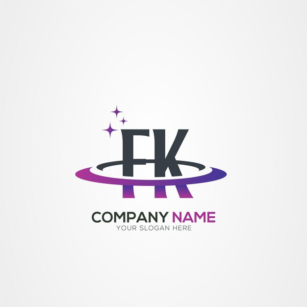 Diseño del logotipo espacial moderno de la letra FK KF Planet con elementos vectoriales creativos
