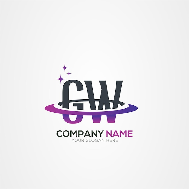 Diseño del logotipo espacial moderno de la letra GW WG Planet con elementos vectoriales creativos