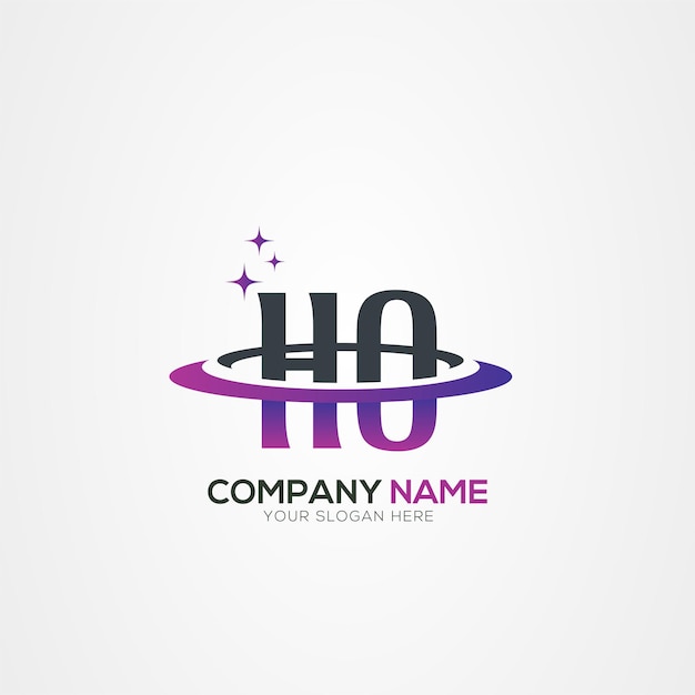 Diseño del logotipo espacial moderno de la letra HO OH Planet con elementos vectoriales creativos
