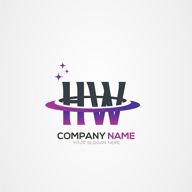 Diseño del logotipo espacial moderno de la letra HW WH Planet con elementos vectoriales creativos