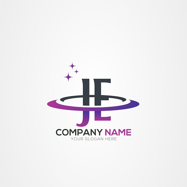 Diseño del logotipo espacial moderno de la letra JE EJ Planet con elementos vectoriales creativos