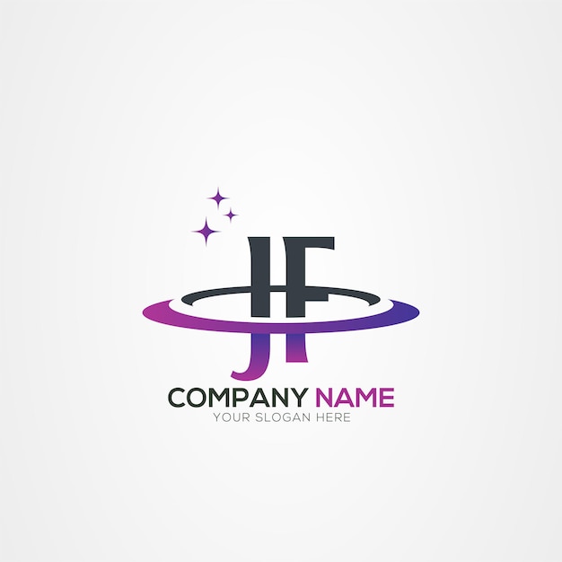 Diseño del logotipo espacial moderno de la letra JF FJ Planet con elementos vectoriales creativos