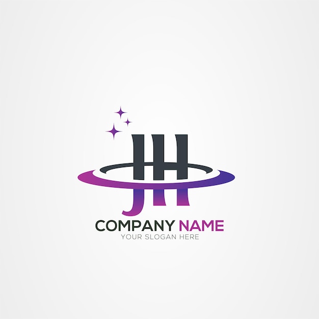 Diseño del logotipo espacial moderno de la letra JH HJ Planet con elementos vectoriales creativos