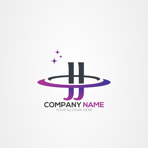 Diseño del logotipo espacial moderno de la letra JJ J Planet con elementos vectoriales creativos