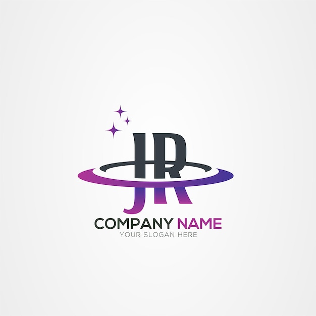 Diseño del logotipo espacial moderno de la letra JR RJ Planet con elementos vectoriales creativos