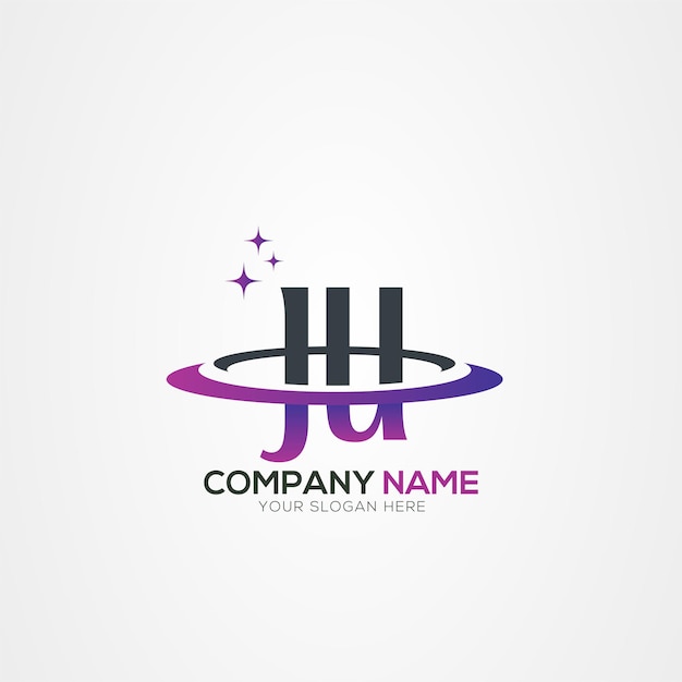 Diseño del logotipo espacial moderno de la letra JU UJ Planet con elementos vectoriales creativos