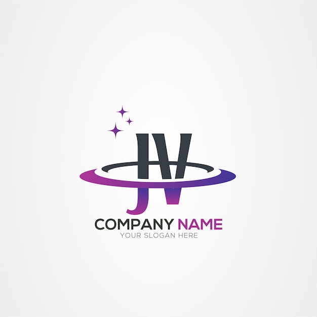 Diseño del logotipo espacial moderno de la letra JV VJ Planet con elementos vectoriales creativos