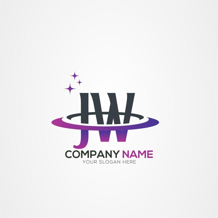 Vector diseño del logotipo espacial moderno de la letra jw wj planet con elementos vectoriales creativos
