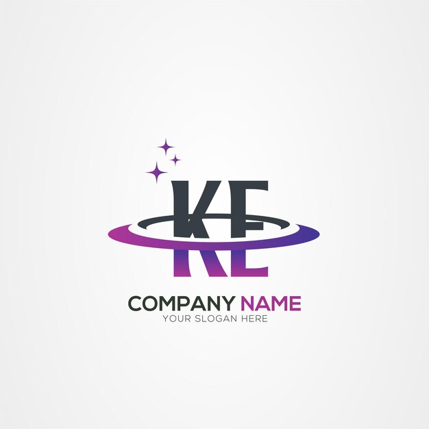 Diseño del logotipo espacial moderno de la letra KE EK Planet con elementos vectoriales creativos