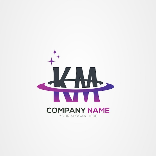 Diseño del logotipo espacial moderno de la letra KM MK Planet con elementos vectoriales creativos