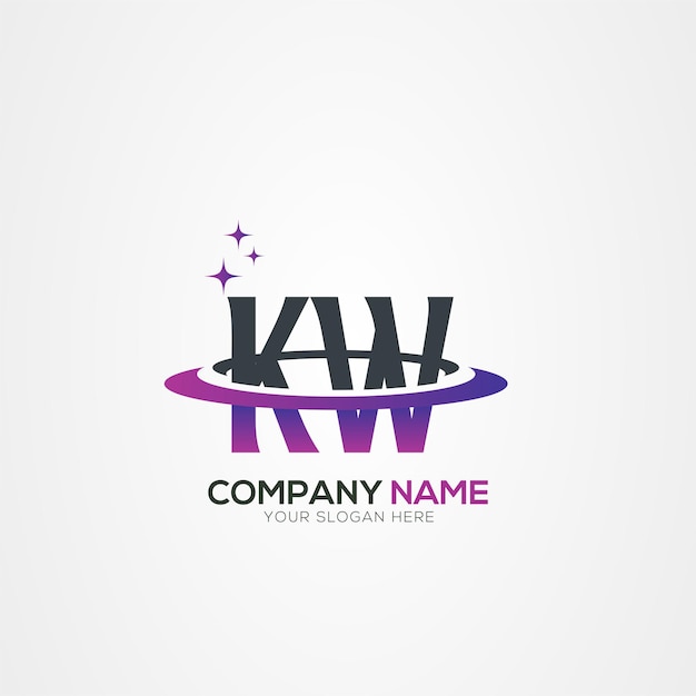 Diseño del logotipo espacial moderno de la letra KW WK Planet con elementos vectoriales creativos