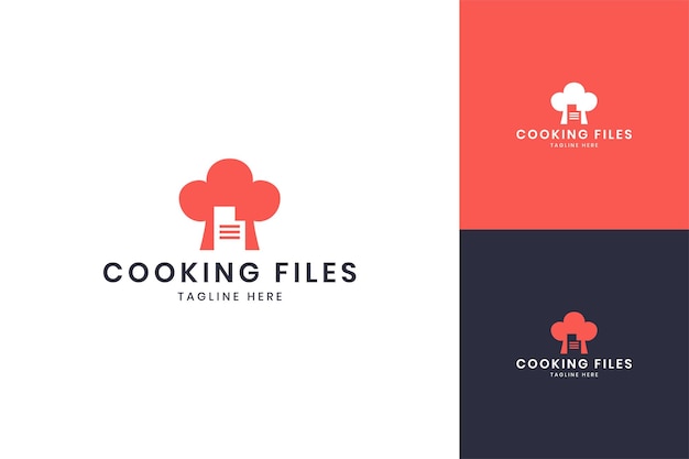 Vector diseño de logotipo de espacio negativo de archivos de cocina