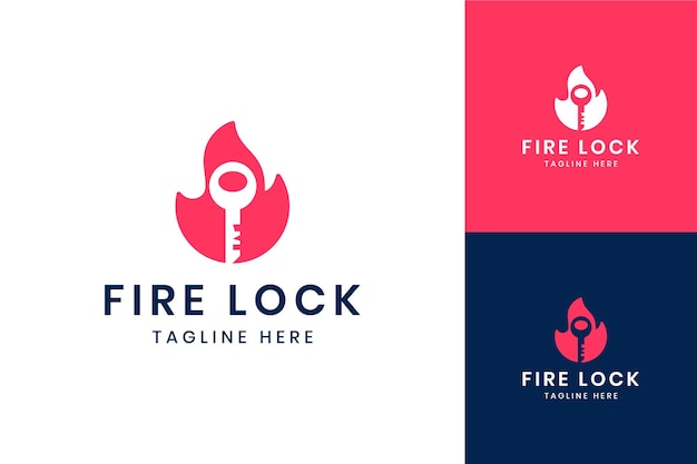 Diseño de logotipo de espacio negativo de bloqueo de fuego