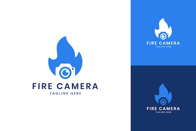 Diseño de logotipo de espacio negativo de cámara de fuego
