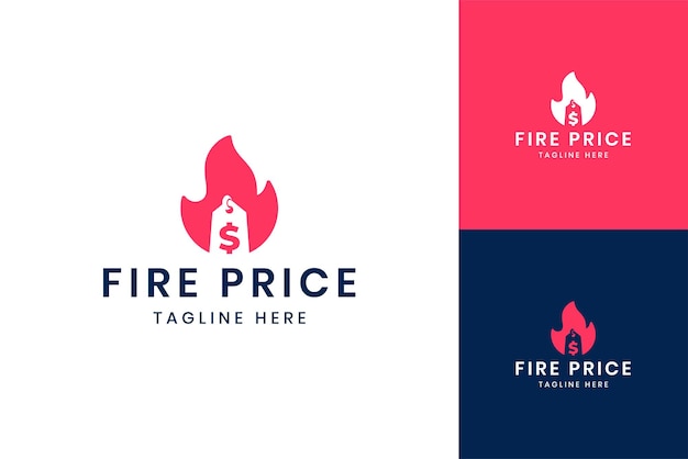 Vector diseño de logotipo de espacio negativo de compras de fuego