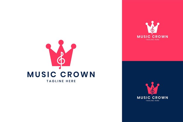 Diseño de logotipo de espacio negativo de corona de música