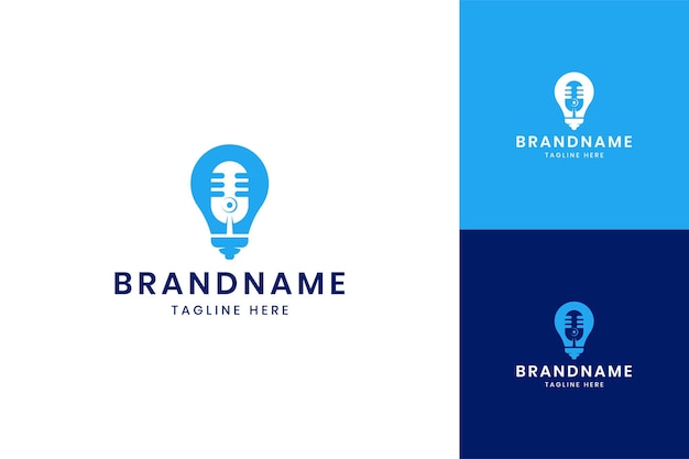 Diseño de logotipo de espacio negativo de idea de podcast