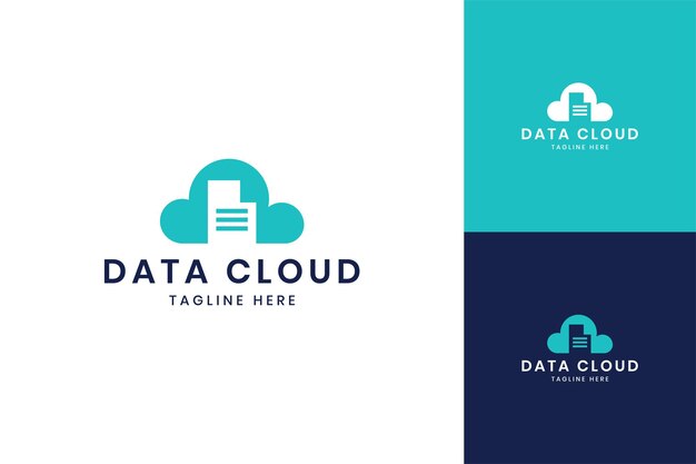 Vector diseño de logotipo de espacio negativo de nube de datos