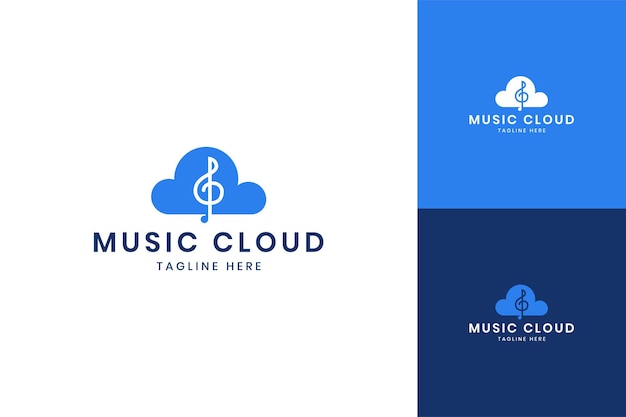 Diseño de logotipo de espacio negativo de nube de música