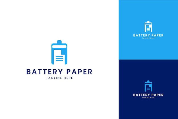 Diseño de logotipo de espacio negativo de papel de batería