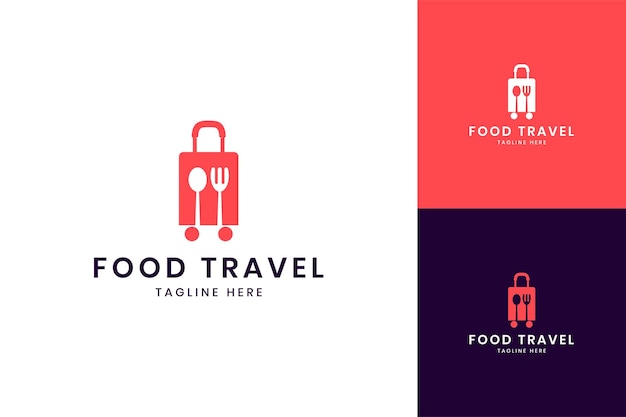Diseño de logotipo de espacio negativo de viajes de comida.