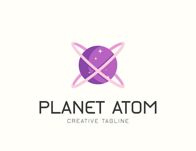 Diseño del logotipo del espacio planet atom