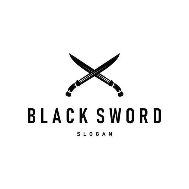 diseño de logotipo de espada una herramienta de guerra y corte con una simple silueta negra ilustración de una plantilla de símbolo de espada para un producto o marca comercial