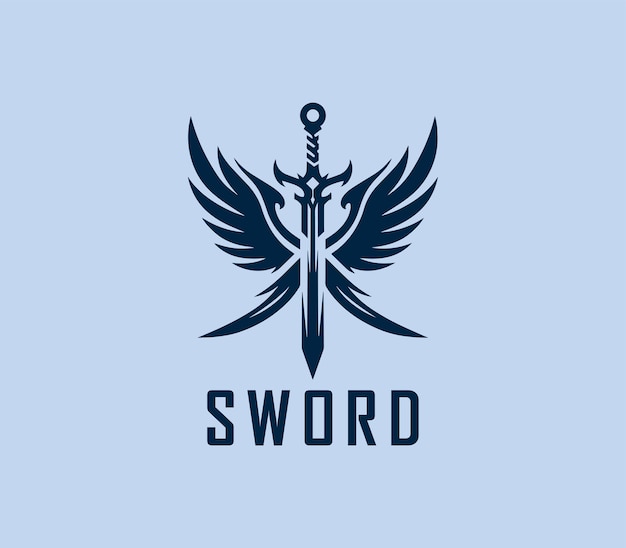 Diseño del logotipo de la espada Siluetas de la espada de caballero medieval Vector de plantilla de la espada Morden
